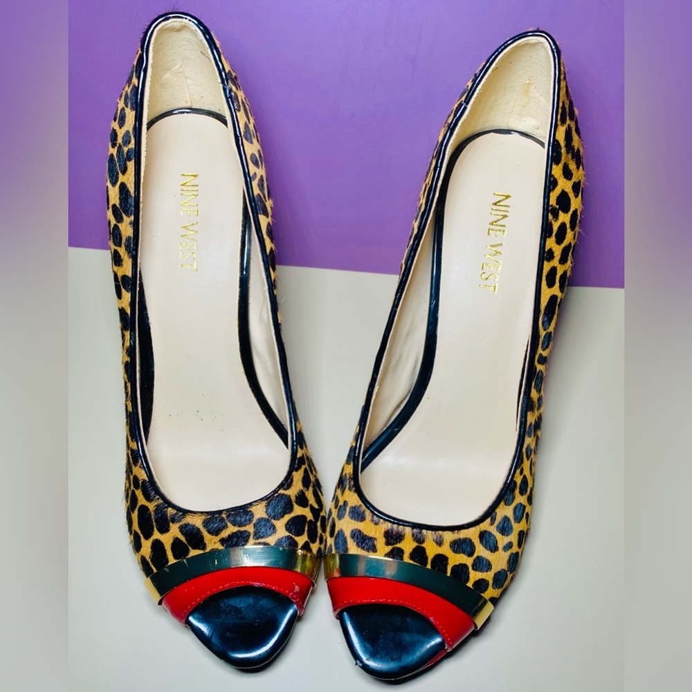 Nine West Glamrgirlo Leopard Print Red And Black High Heel Size‎ 7